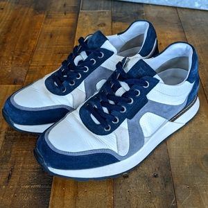 Allen Edmonds A-Trainer Sz 8 White Blue Gray Sneaker Shoes 2732